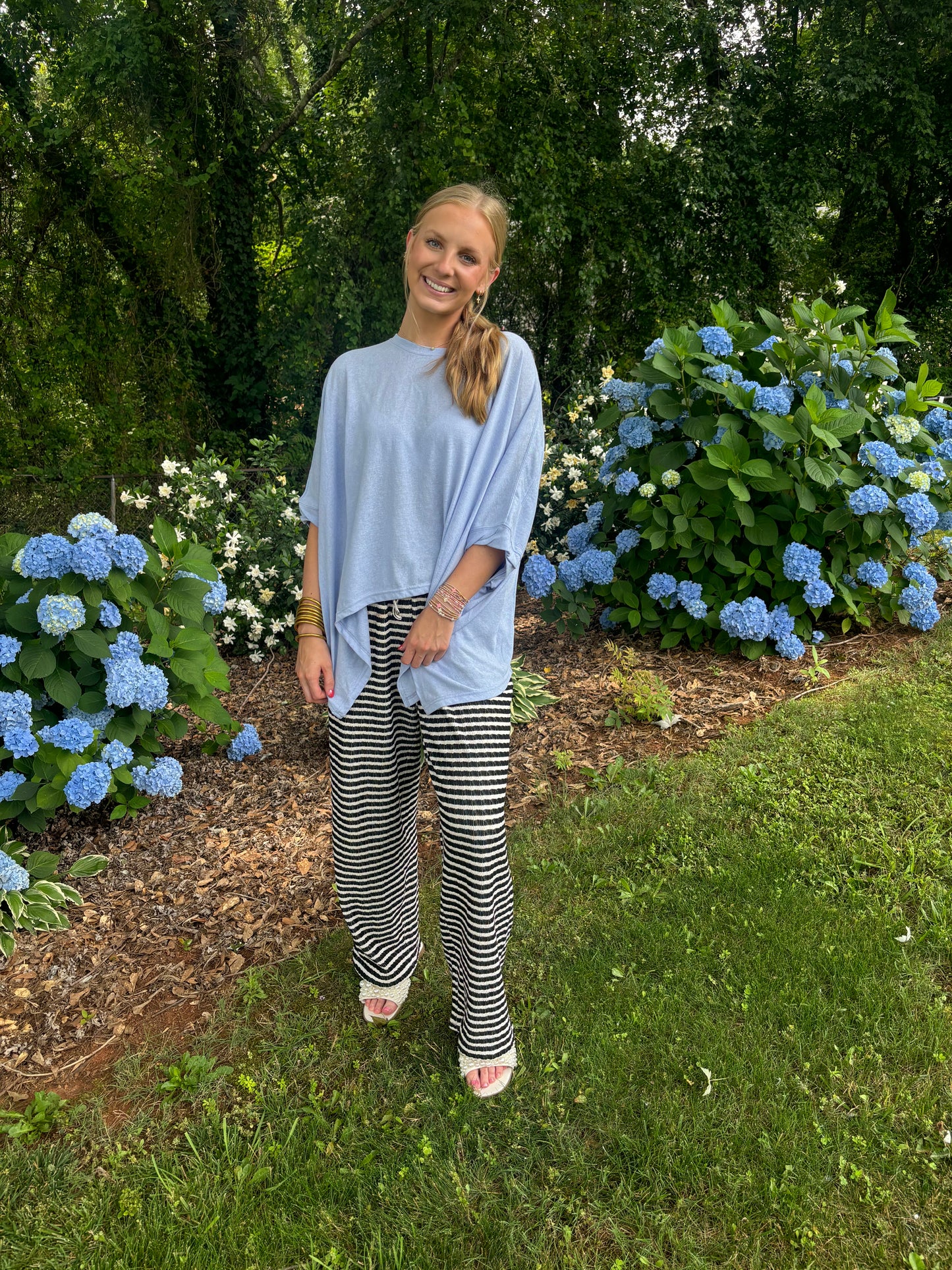 Blue Loose Fit Dolman Top