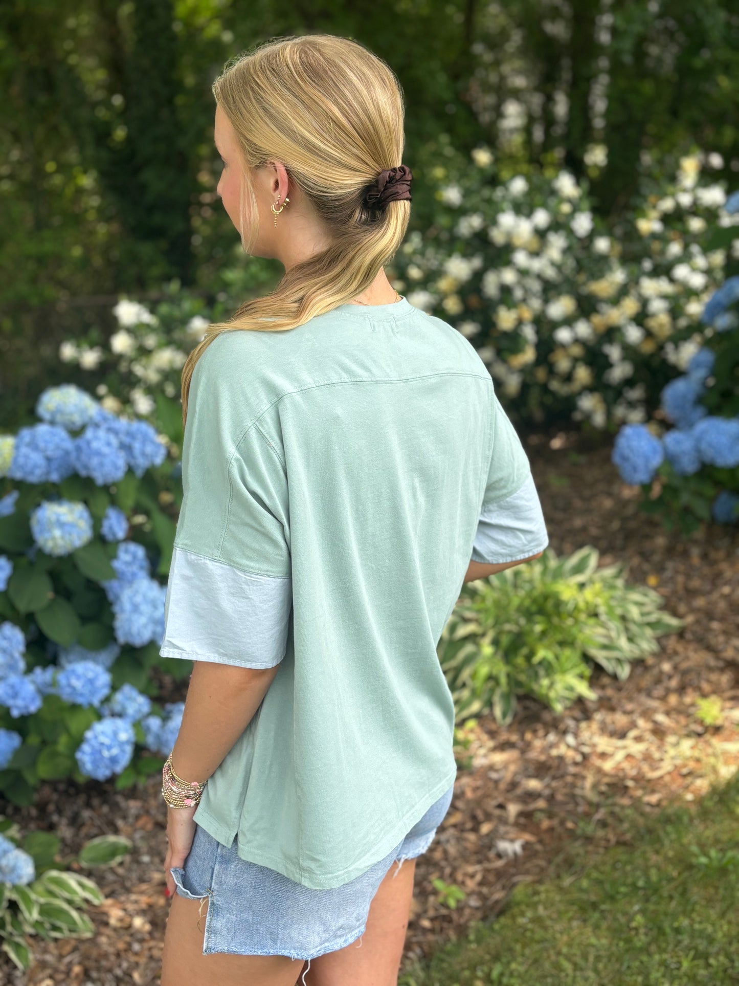 Teal Star Patchwork Top