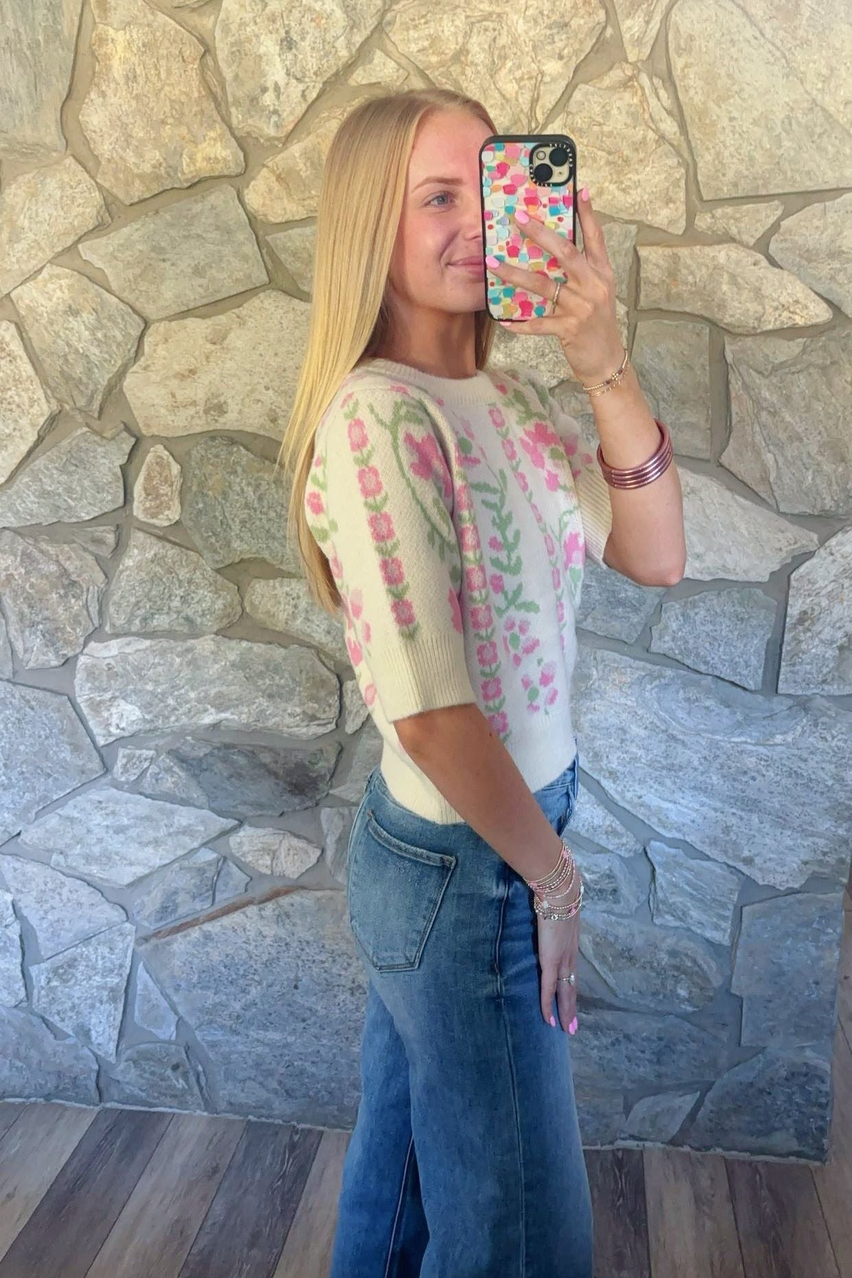 Pink Floral Sweater