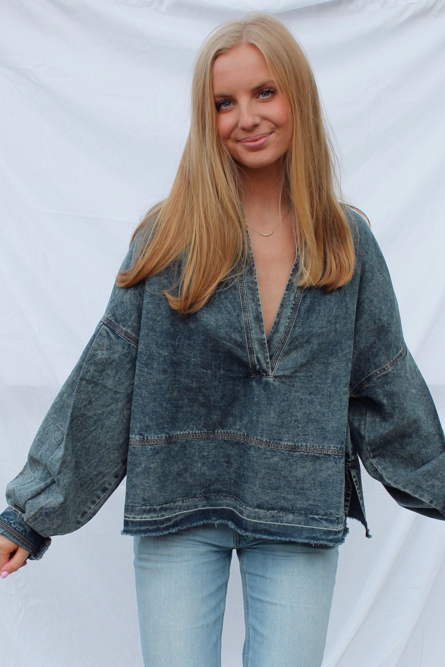 Oversized Denim Top