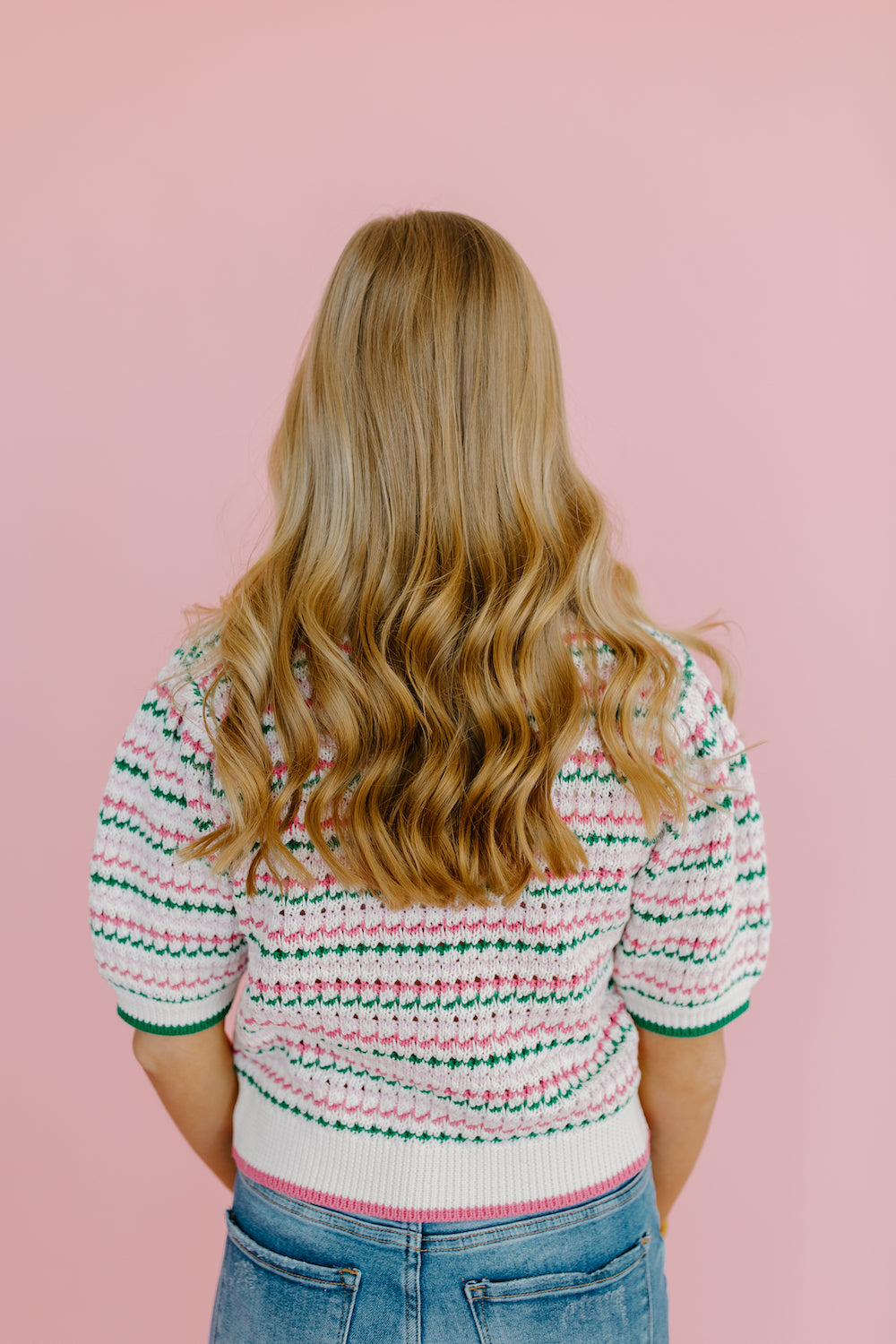 Contrast Color Puff Sleeve Top