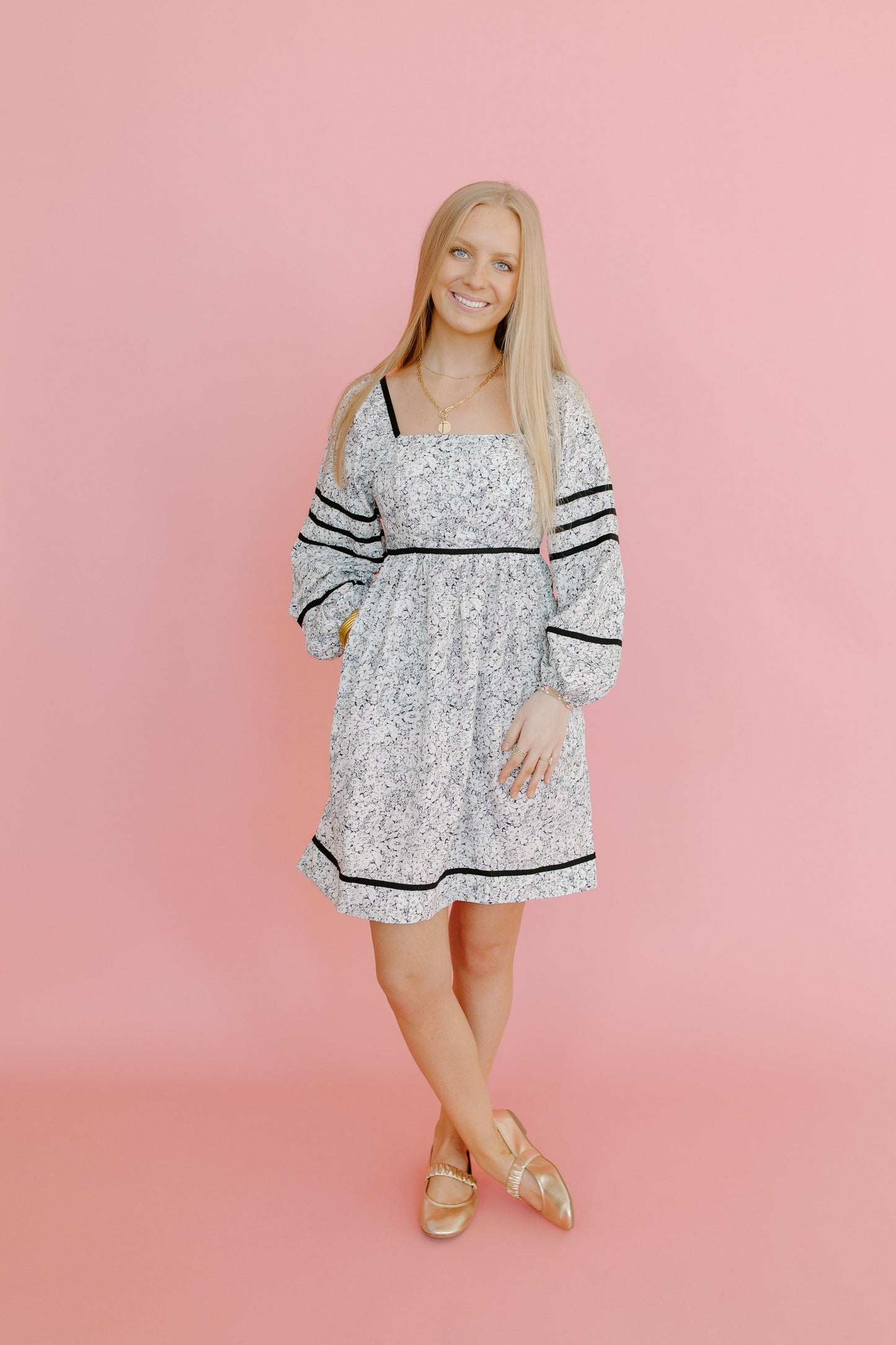 Black and White Open Back Mini Dress