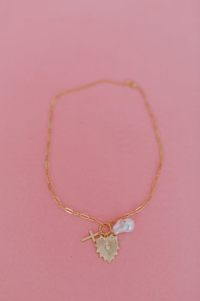 Gold Cross Charm Necklace