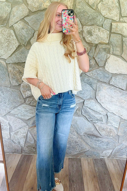 Cream High Neck Sweater