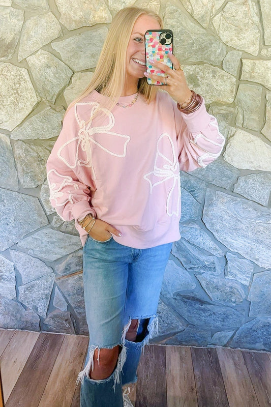 Light Pink Bow Crewneck