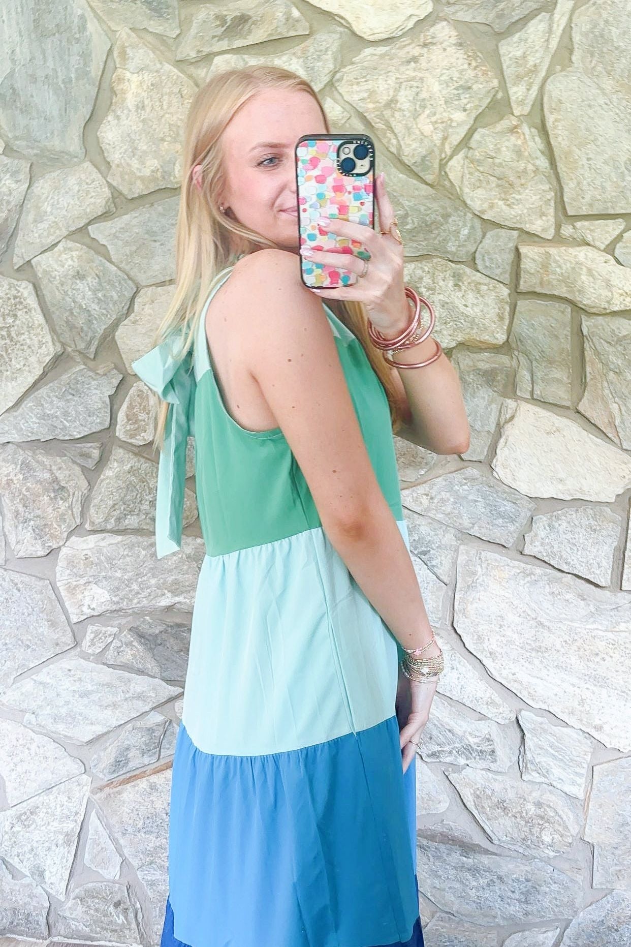 Blue Color Block Maxi Dress