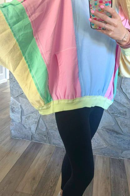 Blue Color Block Pullover