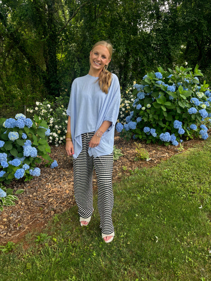 Blue Loose Fit Dolman Top