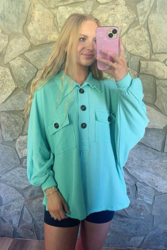 Aqua Collared Loose Fit Top