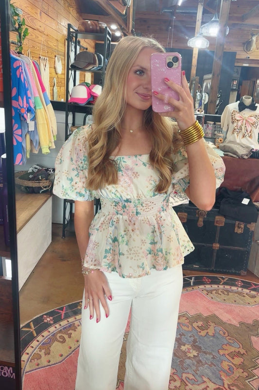 Floral Eyelet Top
