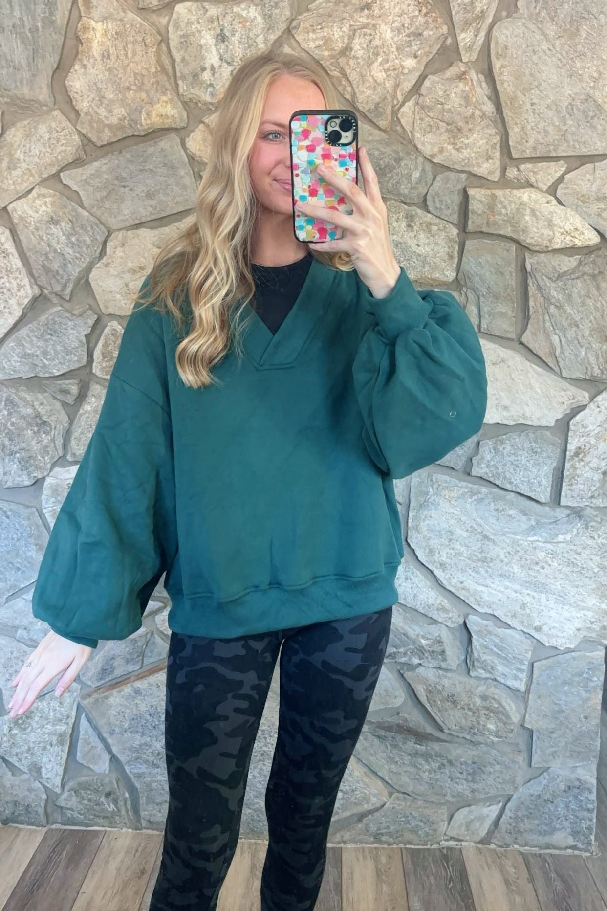Dark Green V Neck Pullover
