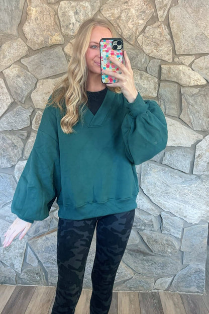 Dark Green V Neck Pullover