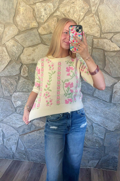 Pink Floral Sweater