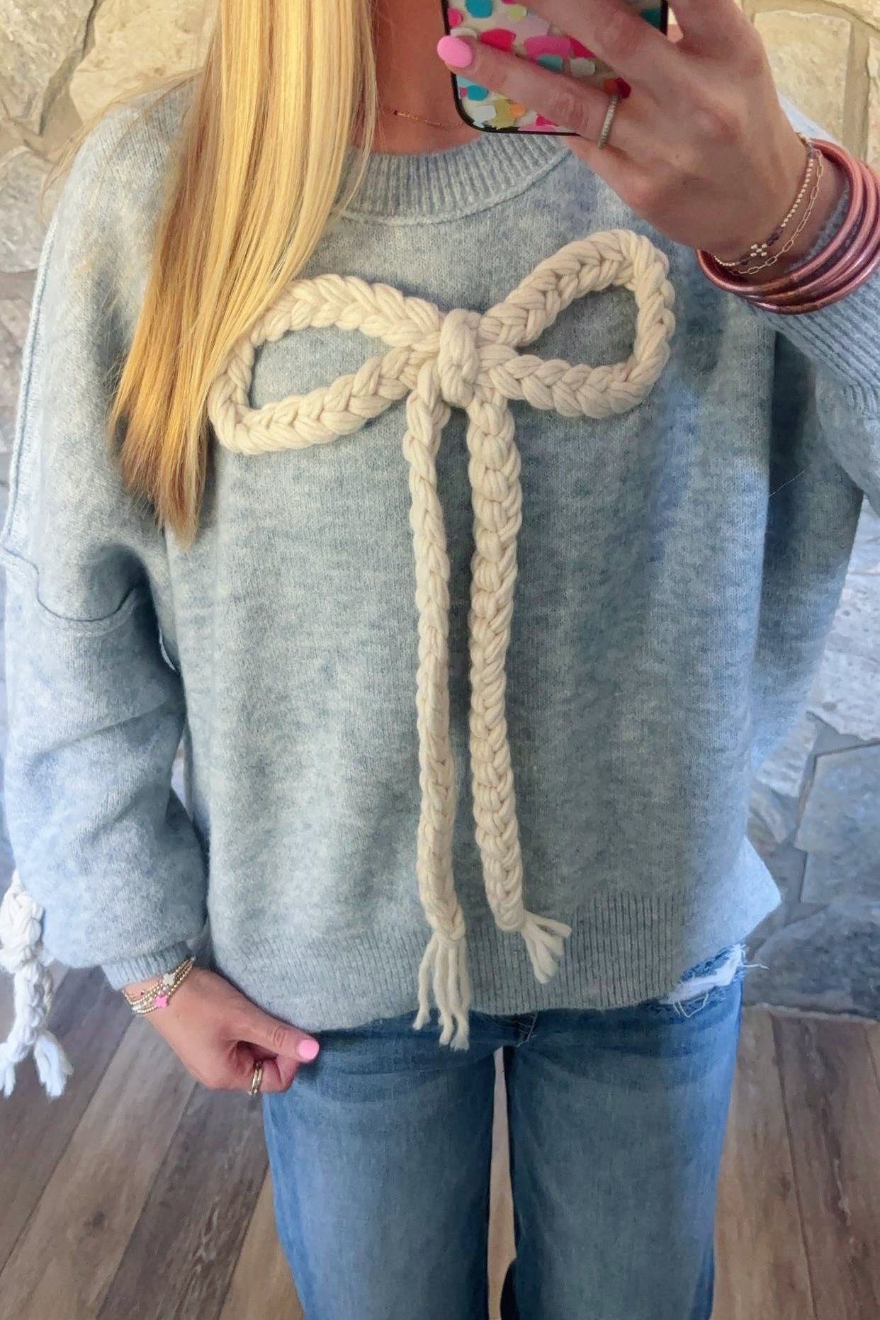 Blue Bow Sweater