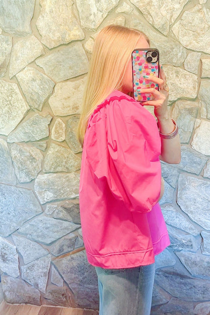 Pink Puff Sleeve Top