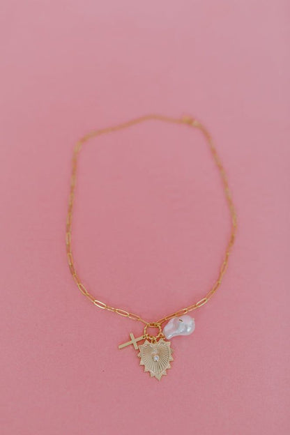 Gold Cross Charm Necklace