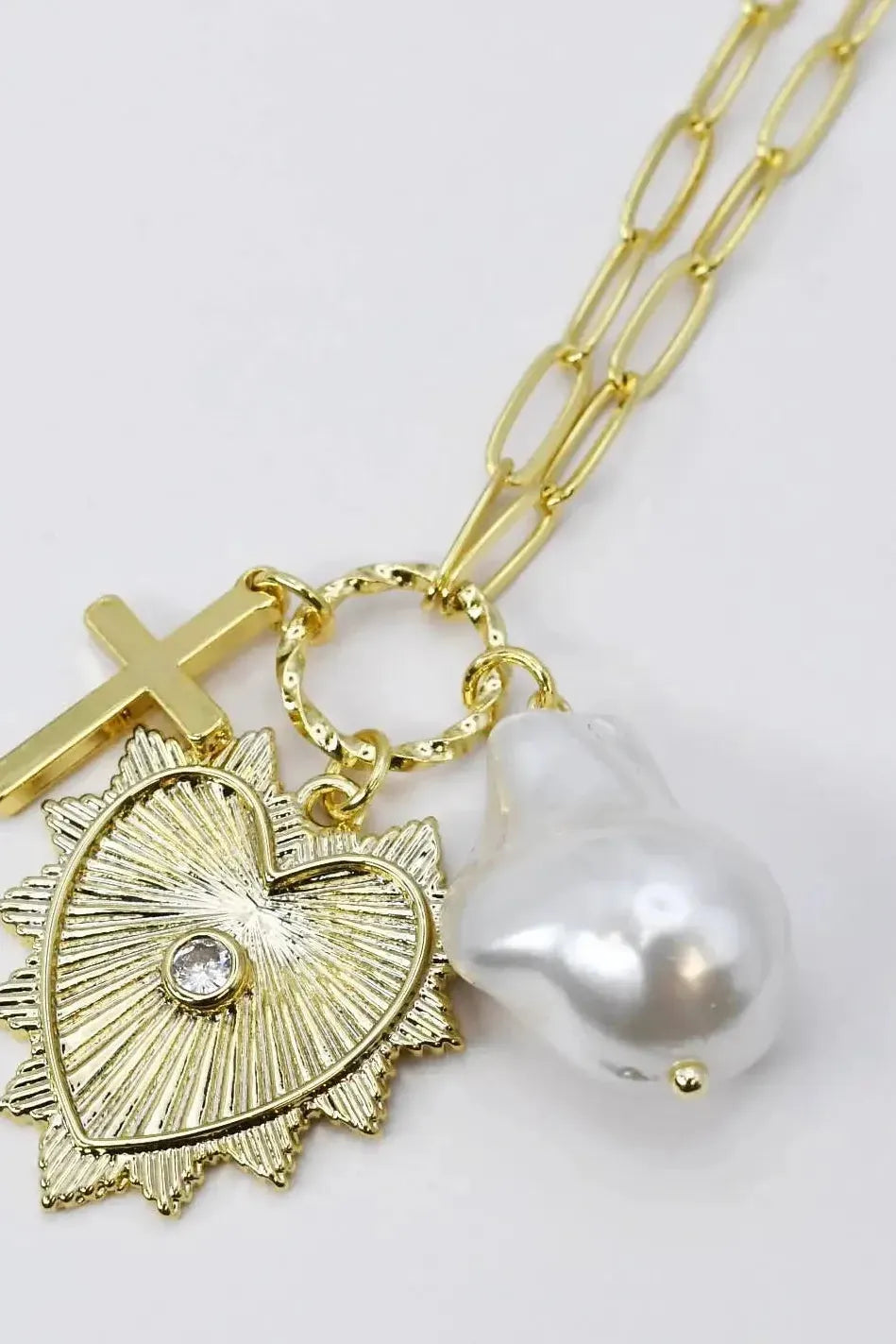 Gold Cross Charm Necklace
