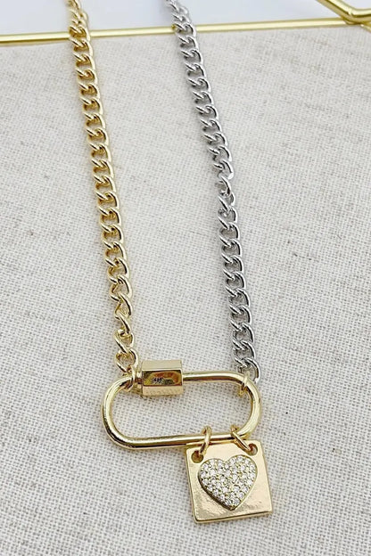 Mixed Metal Heart Necklace